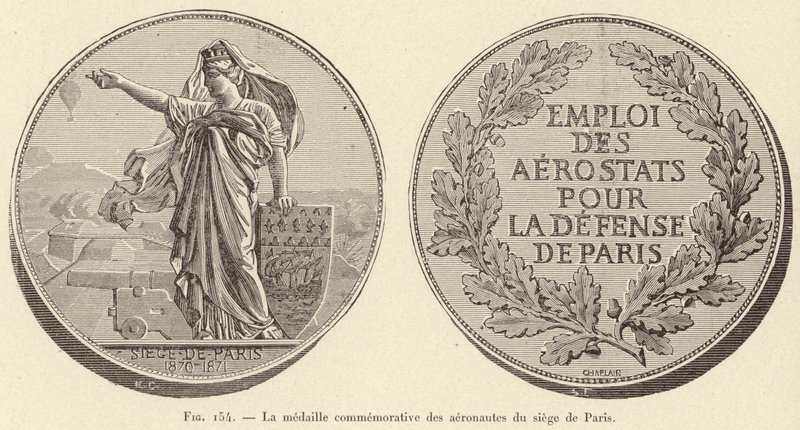 Commemorative Medal of the Aeronauts of the Siege of Paris (engraving) by French School