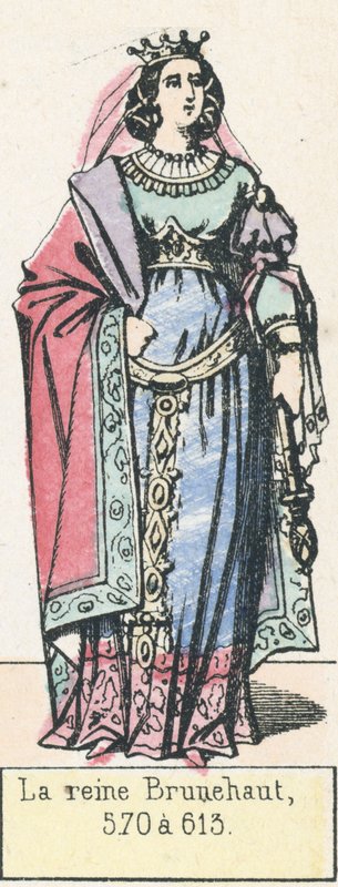 Queen Brunhilda, 570 to 613 (engraving) by French School