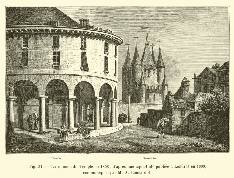 The Rotunda of the Temple in 1808; after an aquatint published in London in 1809, communicated by M A Bonnardot by French School