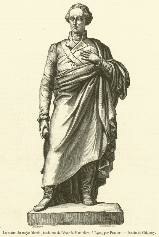 The Statue of Major Martin, Founder of La Martiniere School, in Lyon (engraving) by French School