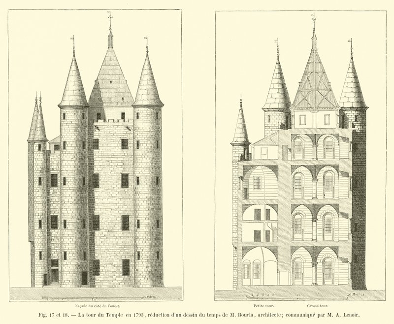 The Temple Tower in 1793, reduction of a drawing of the time by Mr. Bourla, architect; communicated by Mr. A. Lenoir by French School