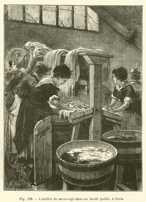 The Soap Workshop in a Public Laundry in Paris (engraving) by French School