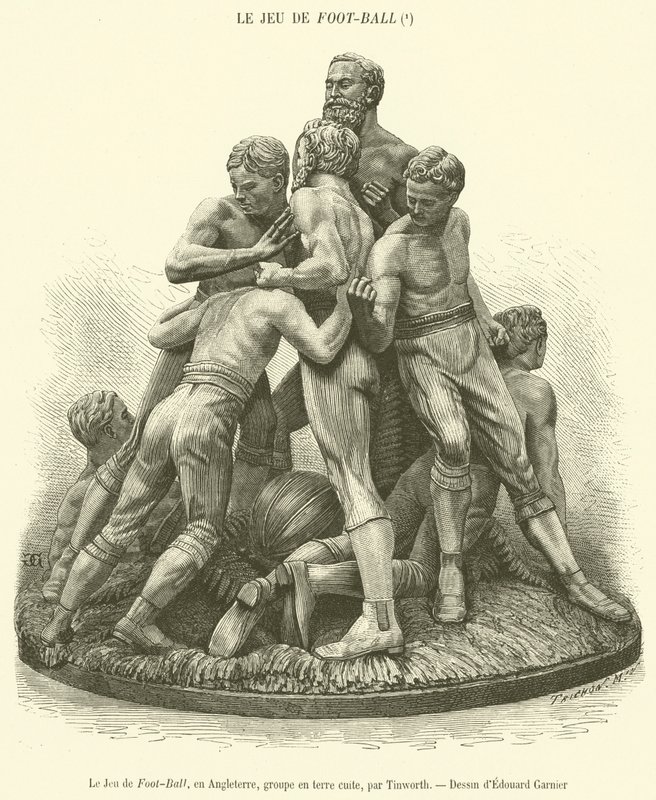 The Game of Football, in England, Group in Terracotta (engraving) by French School