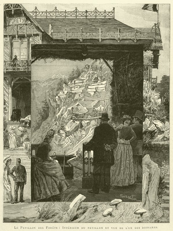 The Pavilion of Forests, Interior of the Pavilion and View of One of the Dioramas by French School