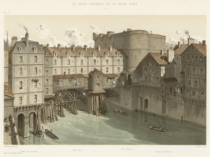 The Petit-Châtelet and Petit-Pont, 1717 by French School