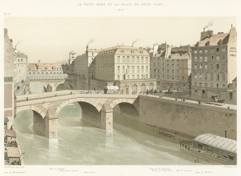 The Petit-Pont and Place du Petit-Pont, 1830 by French School