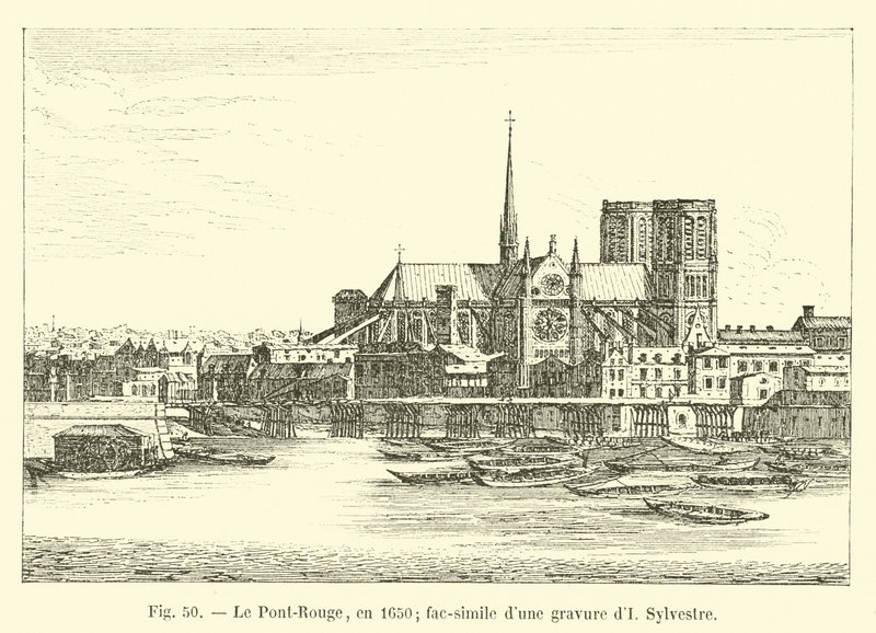 The Pont-Rouge, in 1650; facsimile of an engraving by I. Sylvestre by French School