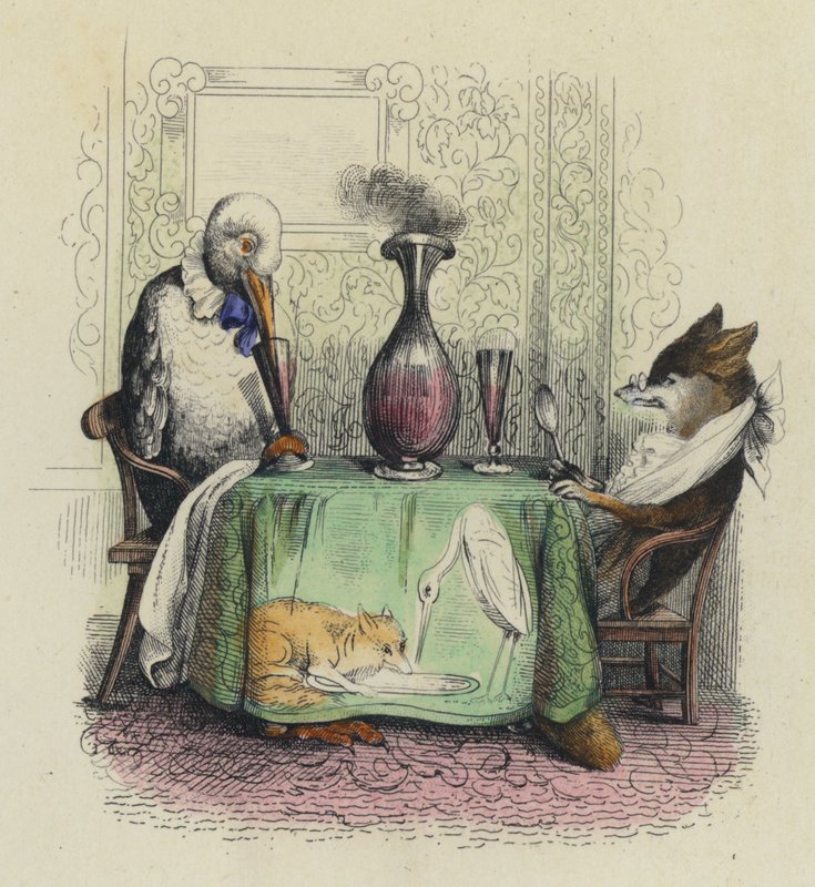 The Fox and the Stork by French School