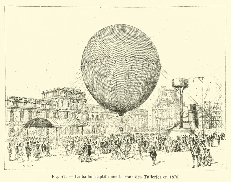Captive Balloon in the Courtyard of the Tuileries in 1878 by French School