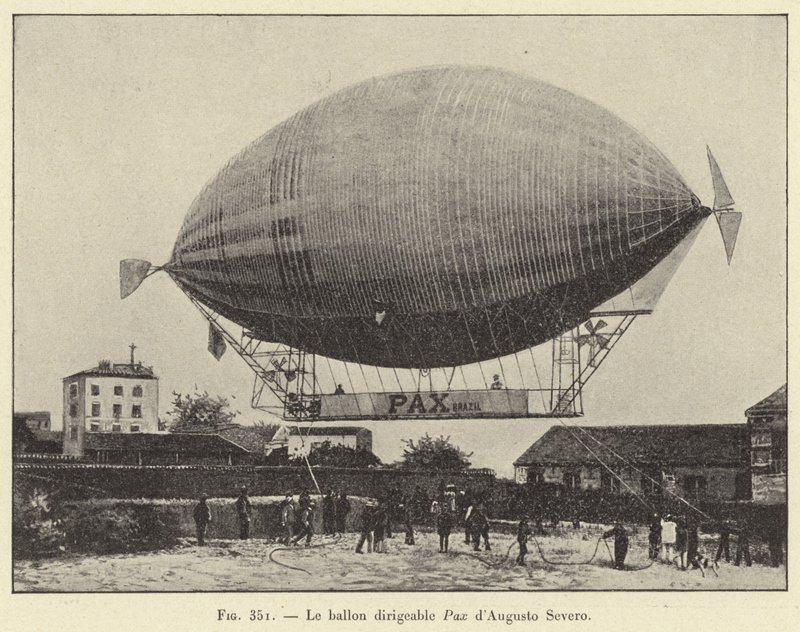 The Pax Airship by Augusto Severo (engraving) by French School