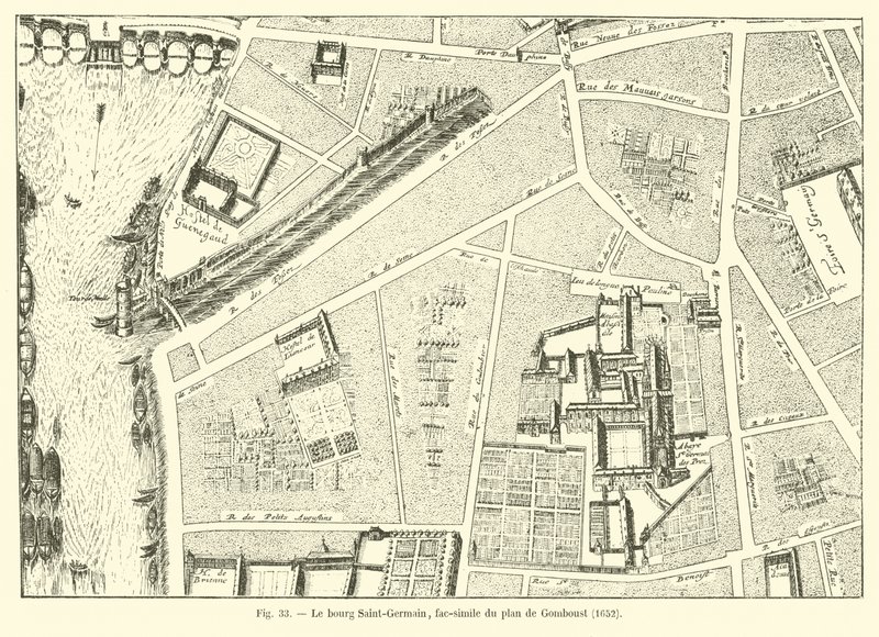 The Saint-Germain village, facsimile of the plan by Gomboust, 1652 by French School