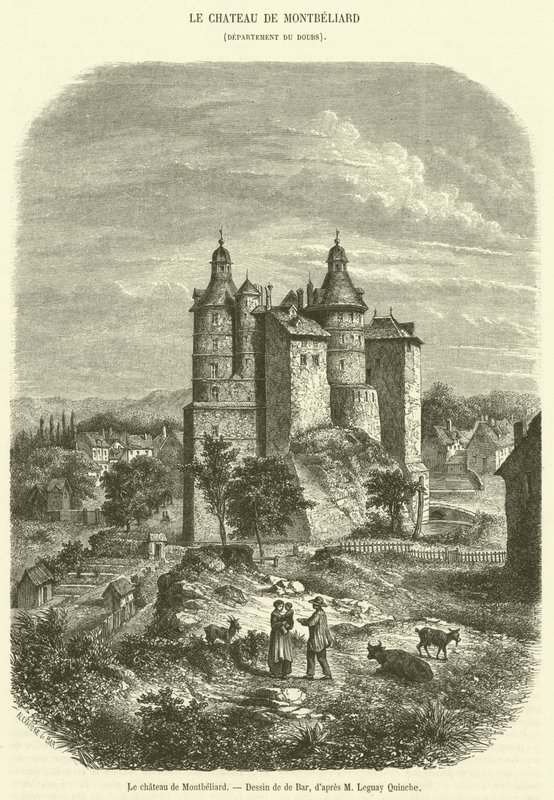 Montbeliard Castle (engraving) by French School