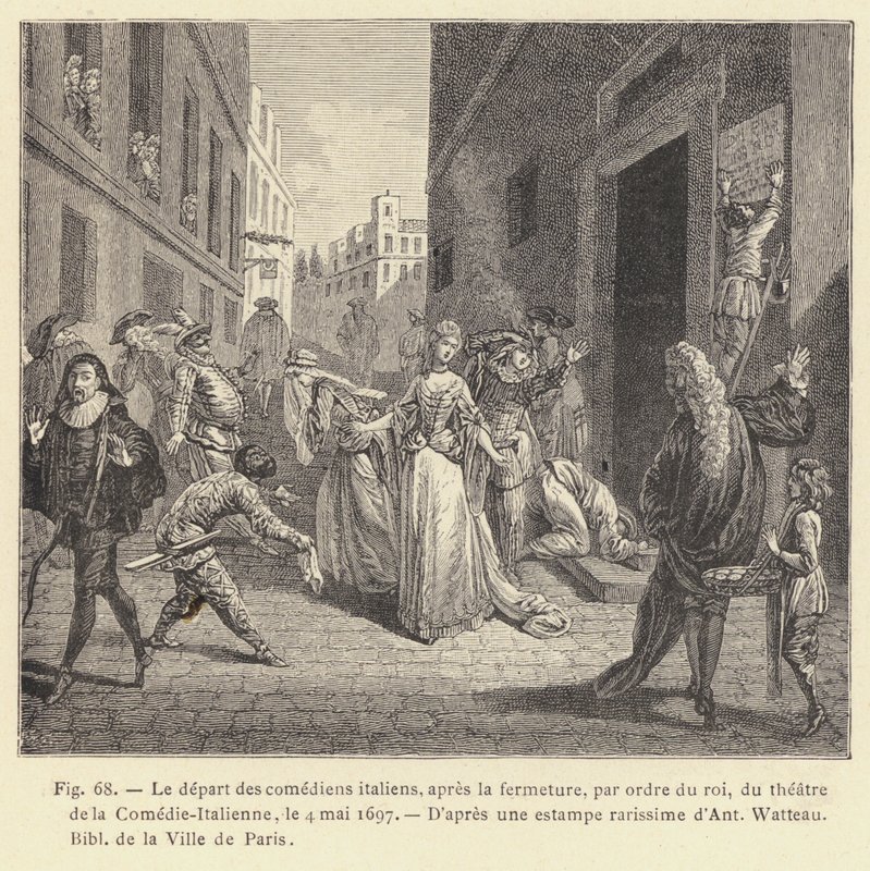 Departure of the Italian Comedians after the Closure, by Order of the King, of the Comedie-Italienne Theatre, May 4, 1697 by French School