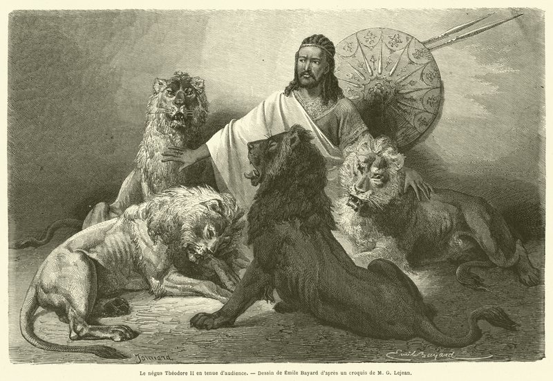Negus Theodore II in Audience Attire (engraving) by French School