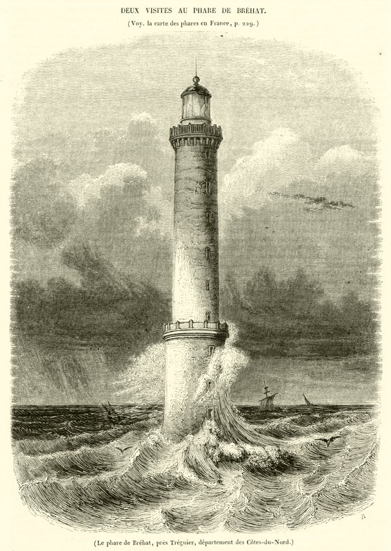 The Lighthouse of Brehat, near Treguier, Department of Cotes-du-Nord (engraving) by French School
