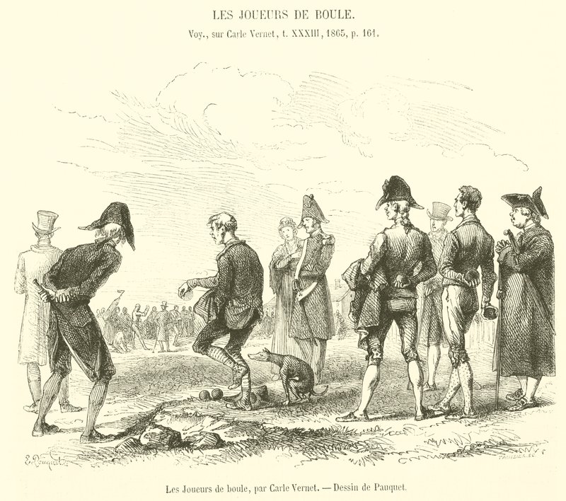 The Boules Players (engraving) by French School