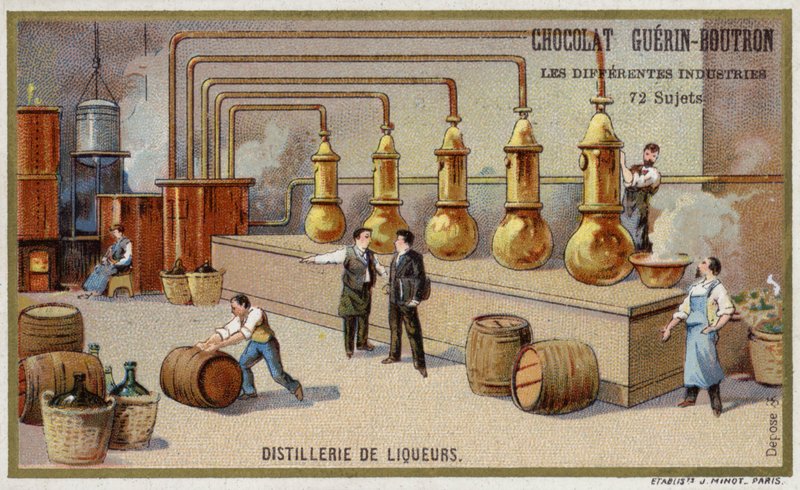 Liquor distillery by French School