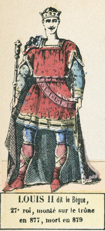 Louis II called the Stammerer, 27th King, ascended the throne in 877, died in 879 by French School