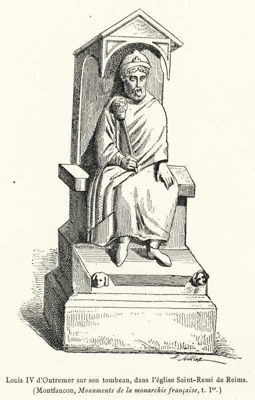Louis IV of Overseas on his tomb in the church of Saint-Remi of Reims by French School