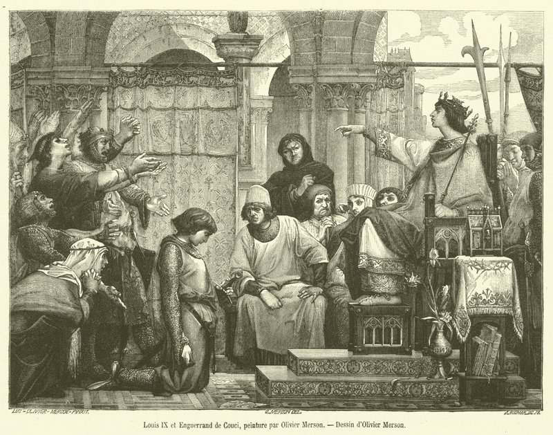 Louis IX and Enguerrand de Coucy (engraving) by French School