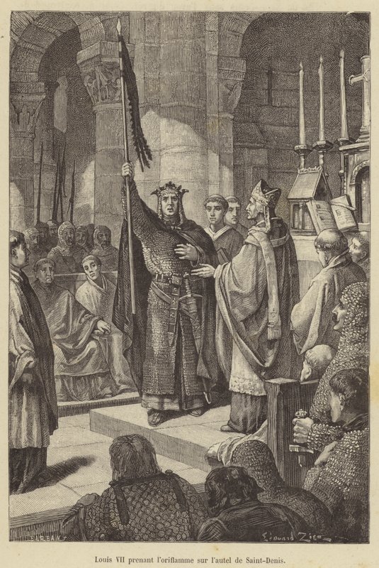Louis VII Taking the Oriflamme on the Altar of Saint-Denis (engraving) by French School