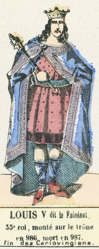 Louis V called the Lazy, 35th King, ascended the throne in 986, died in 987, End of the Carolingians by French School