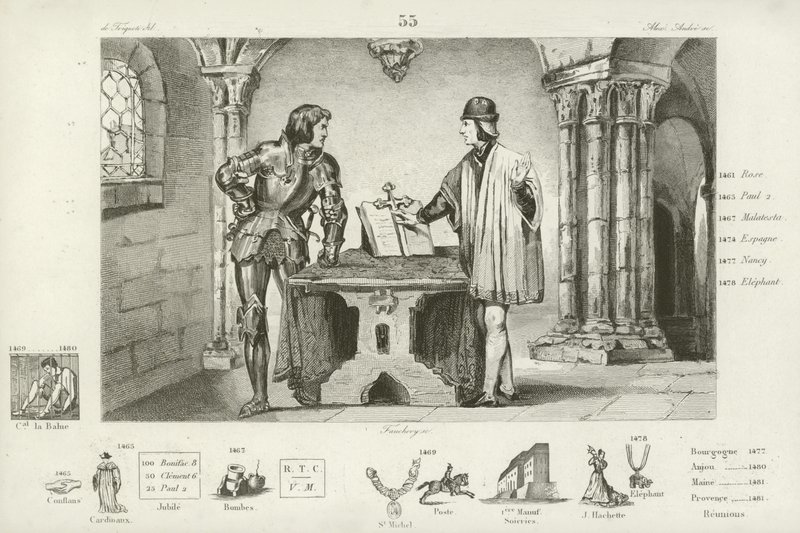 Louis XI of France held captive by Charles the Bold of Burgundy at Peronne, 1468 by French School