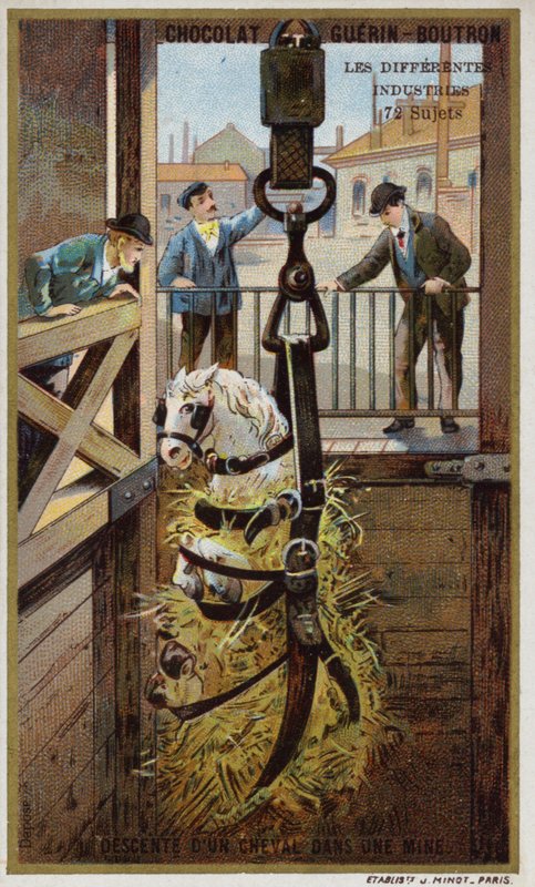 Lowering a horse into a mine by French School
