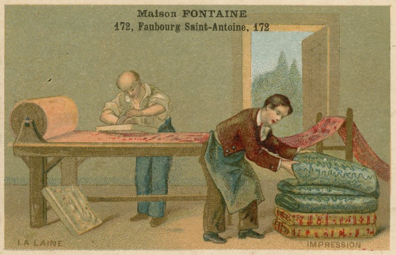 Maison Fontaine trade card, wool printing by French School