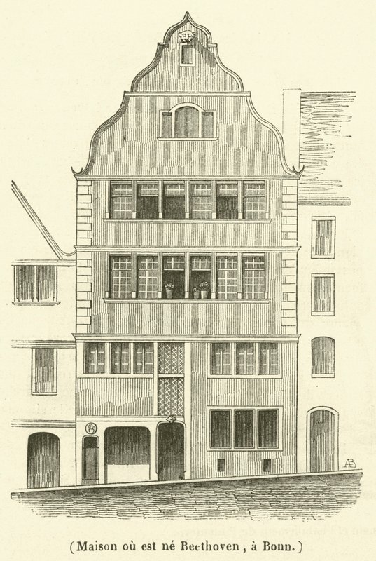 House Where Beethoven Was Born, in Bonn (engraving) by French School