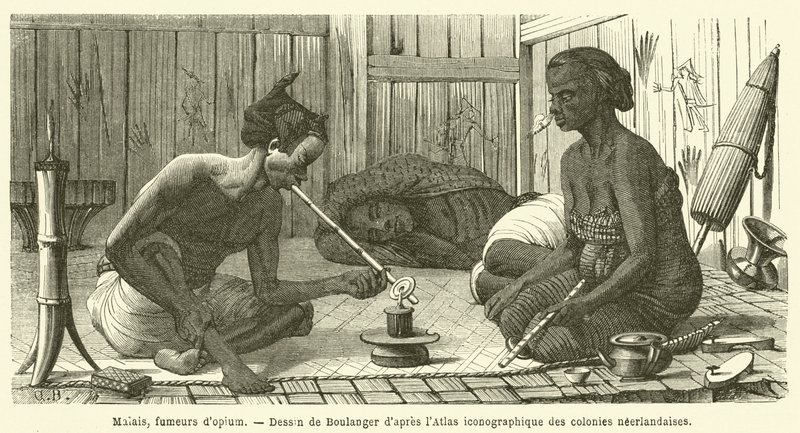 Malays, opium smokers by French School