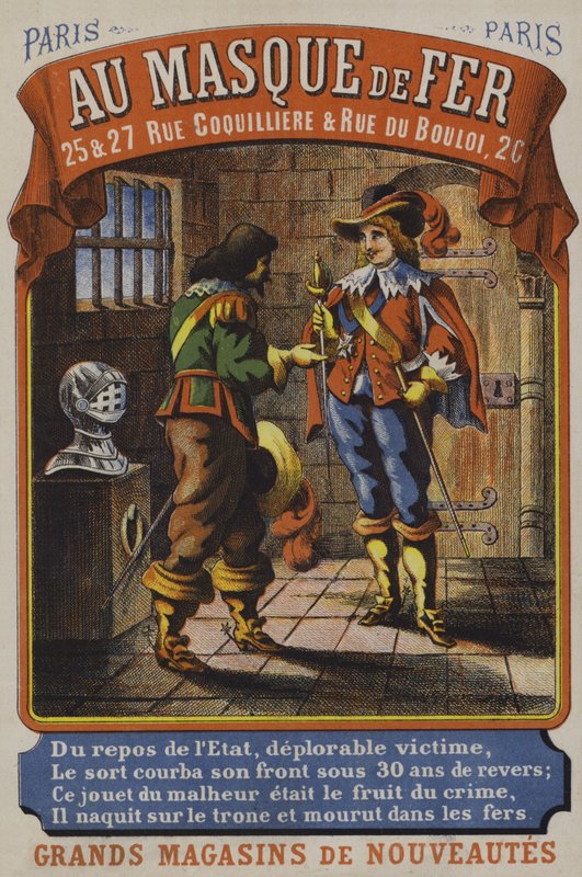 Man in the Iron Mask, Advertisement for Au Masque de Fer, Paris by French School