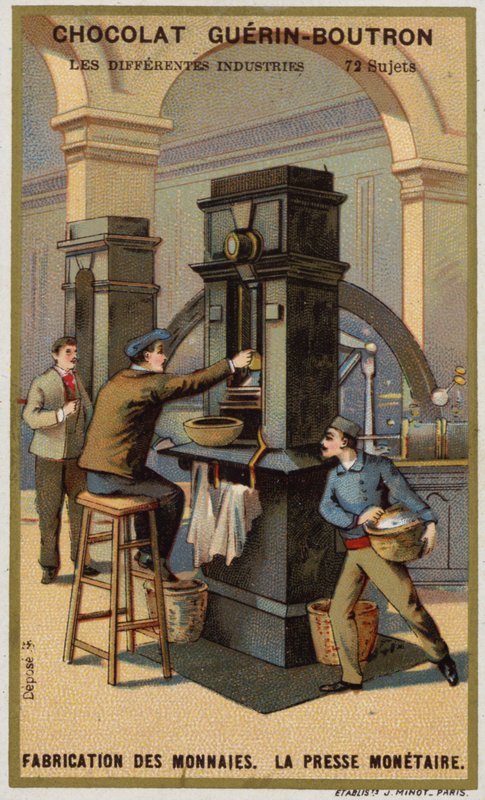 Manufacturing Coins. Coin Press by French School