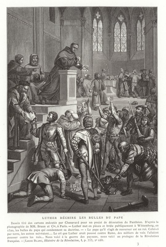 Martin Luther Tearing Up Papal Bulls, Wittenberg, Germany, 1520 by French School