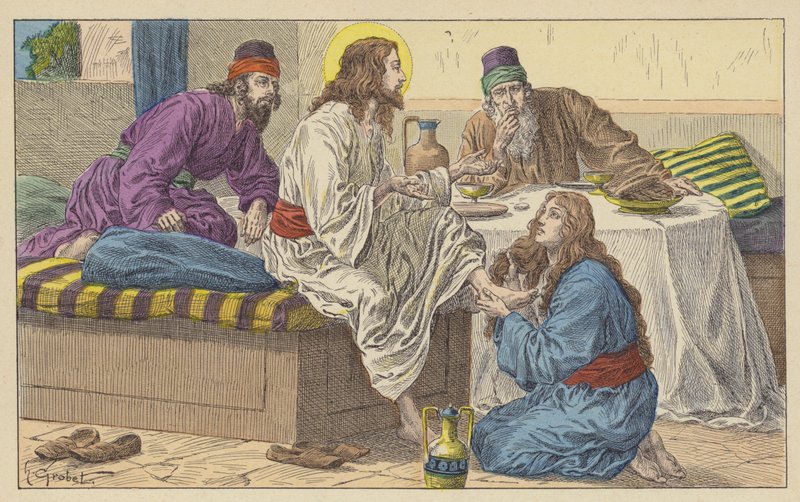 Mary Magdalene at the feet of Jesus by French School