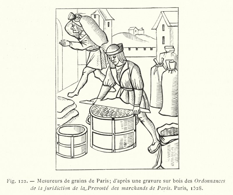 Grain Measurers of Paris; After a Wood Engraving from the Ordinances of the Jurisdiction of the Provost of the Merchants of Paris, Paris by French School