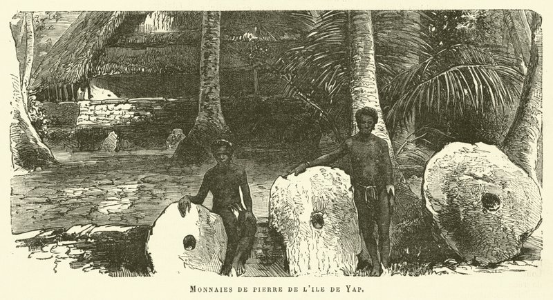 Stone Money of the Island of Yap (engraving) by French School
