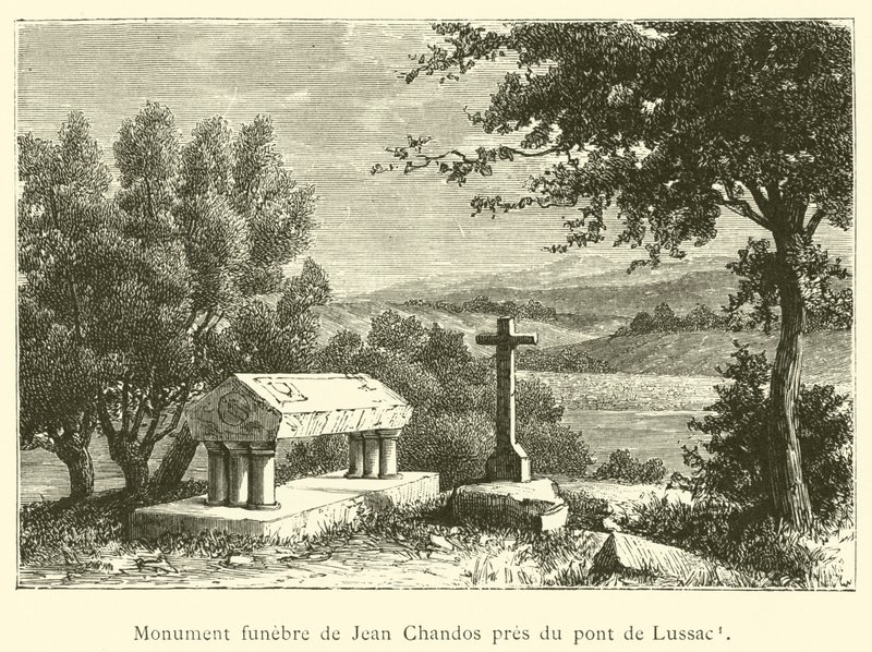 Funeral Monument of Jean Chandos near the Bridge of Lussac (engraving) by French School