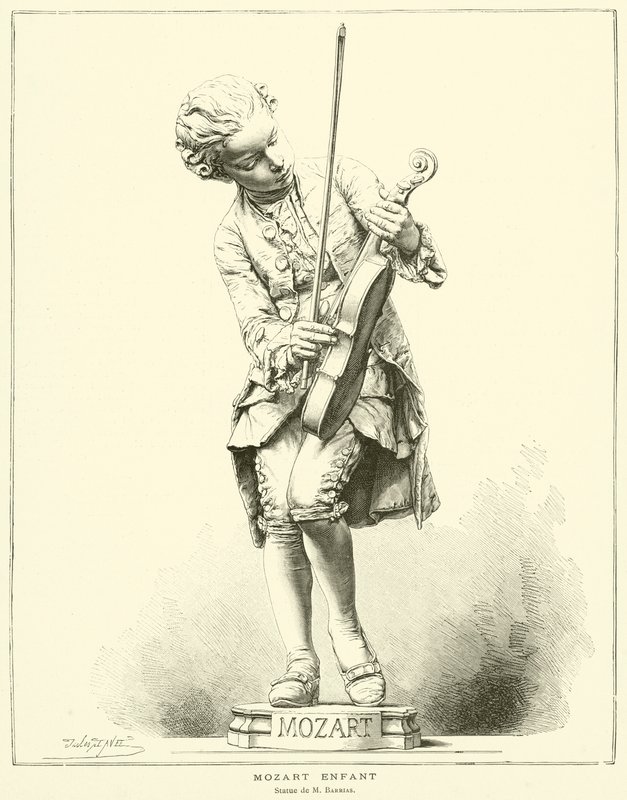 Child Mozart, Statue by M Barrias by French School