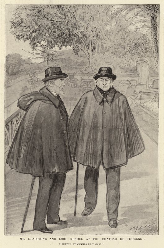 Mr Gladstone and Lord Rendel at the Chateau de Thorenc by French School