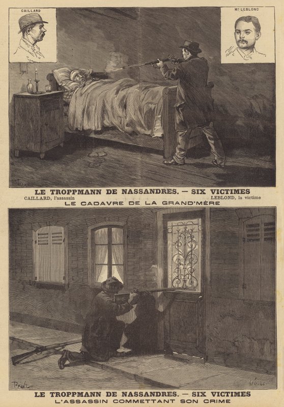 Murder of a family of six at Nassandres by a killer named Caillard by French School