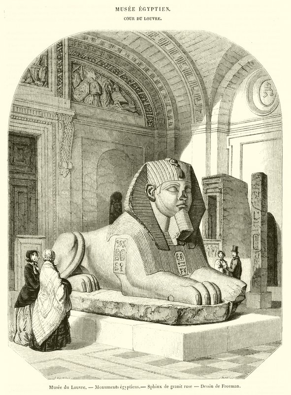 Louvre Museum, Egyptian Monuments, Pink Granite Sphinx by French School