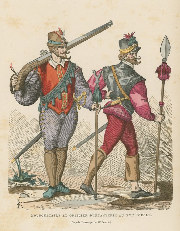 Musketeer and Infantry Officer, 16th Century by French School