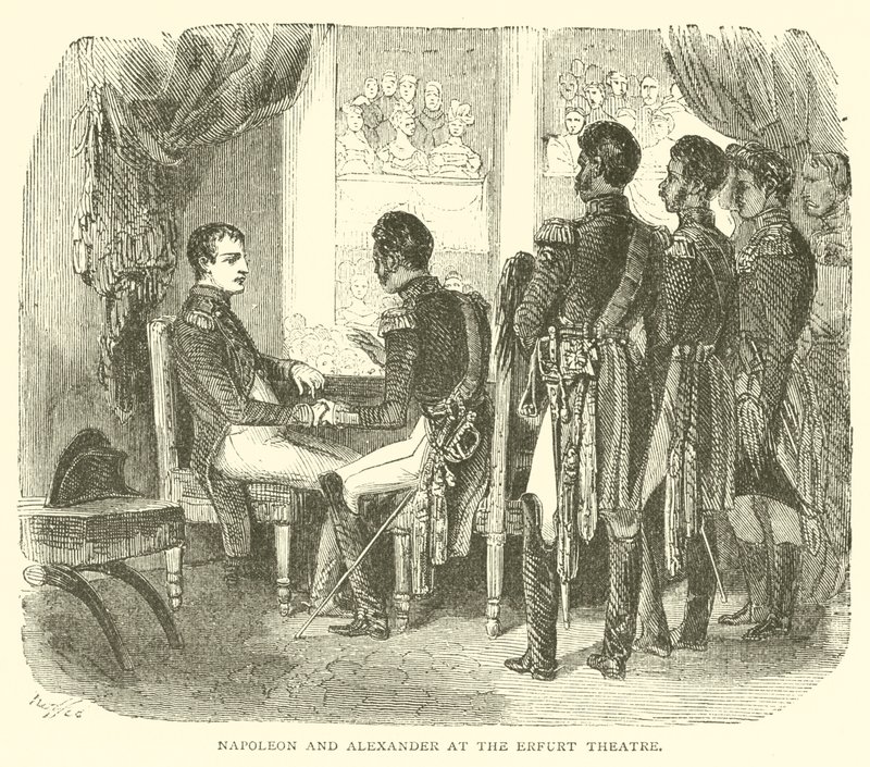 Napoleon and Alexander at the Erfurt Theatre by French School