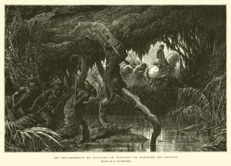 Native Americans Shadowing a British Column by French School