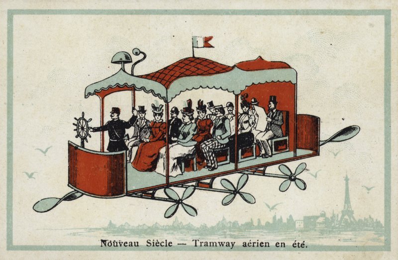 New century - aerial tramway in the summer by French School