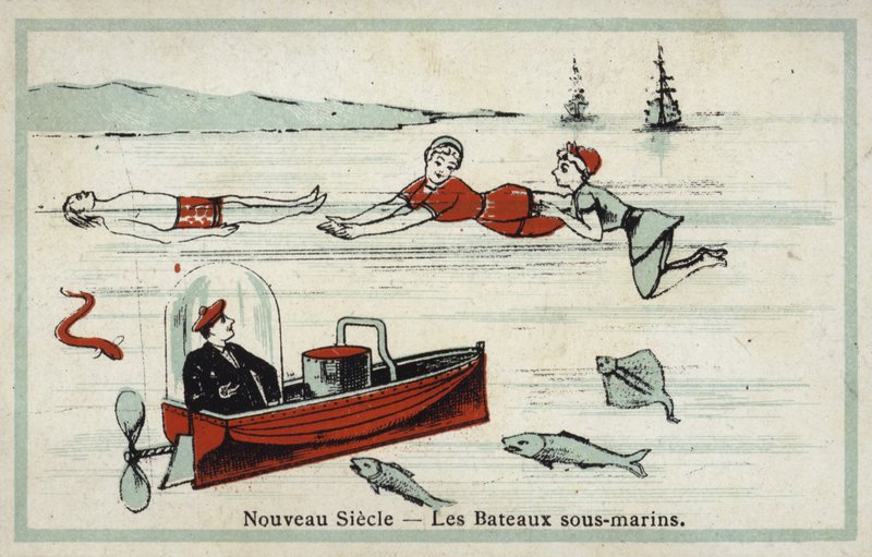 New century - underwater boats by French School