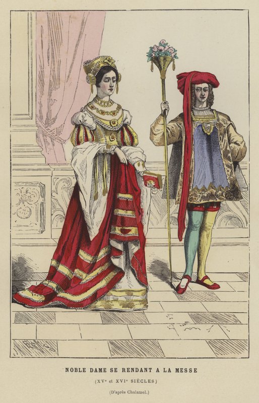 Noblewoman going to Mass, 15th or 16th Century by French School