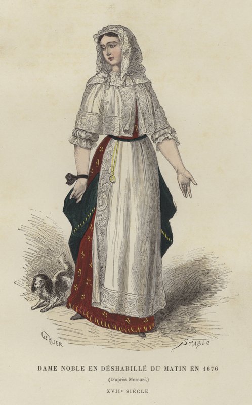 Noblewoman in morning gown, 1676 by French School