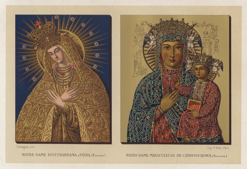 Our Lady of Ostrabrama in Vilna, Poland; Miraculous Our Lady of Czenstochowa, Poland by French School